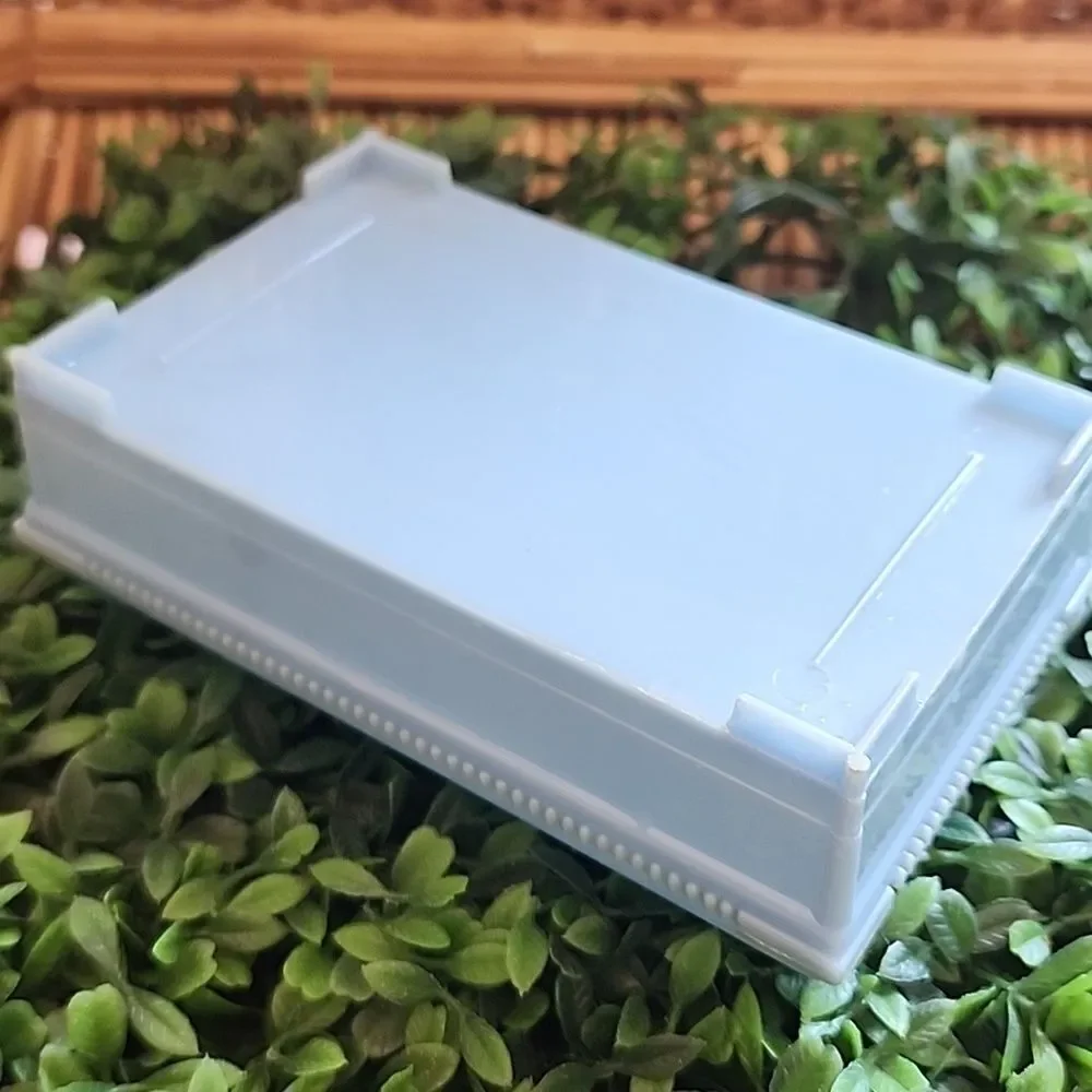 Vintage Rectangular Celluloid Lidded Vanity Table Box In Light Blue Coquette